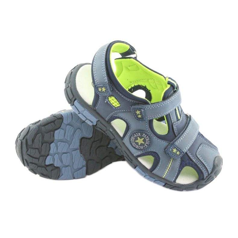 American Club Sandali da bambino con inserto in pelle americana DR02 blu navy blu verde 3