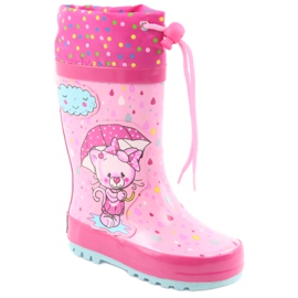 American Club Stivali da pioggia bambino gattino americano blu rosa 1