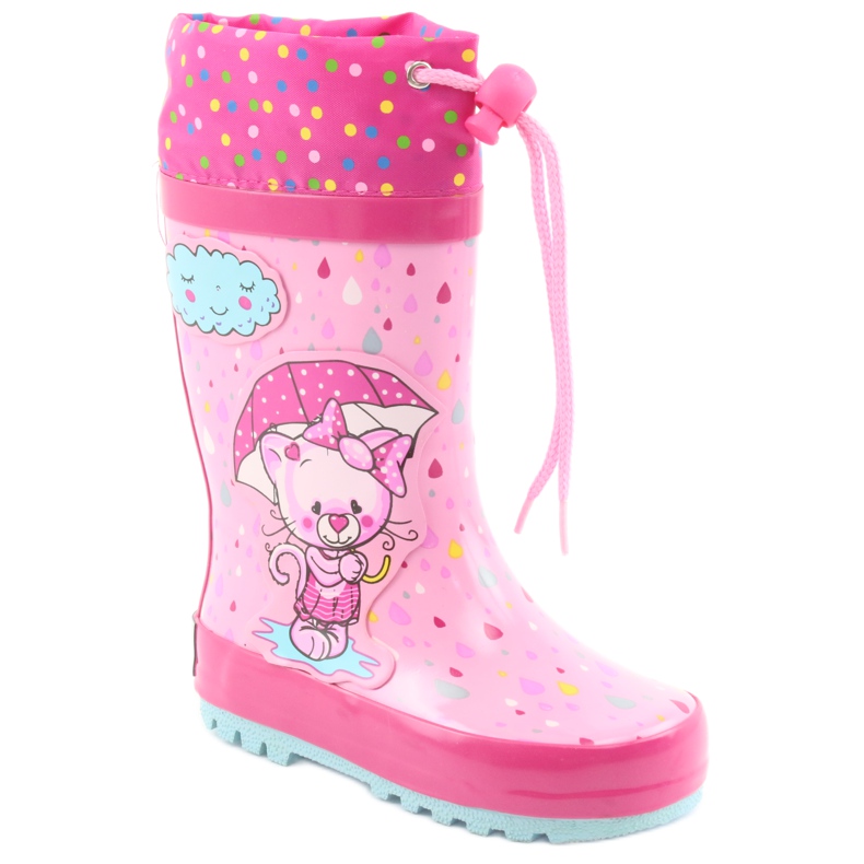 American Club Stivali da pioggia bambino gattino americano blu rosa 1