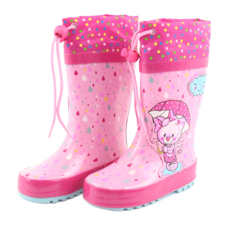 American Club Stivali da pioggia bambino gattino americano blu rosa 3