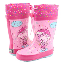American Club Stivali da pioggia bambino gattino americano blu rosa 4