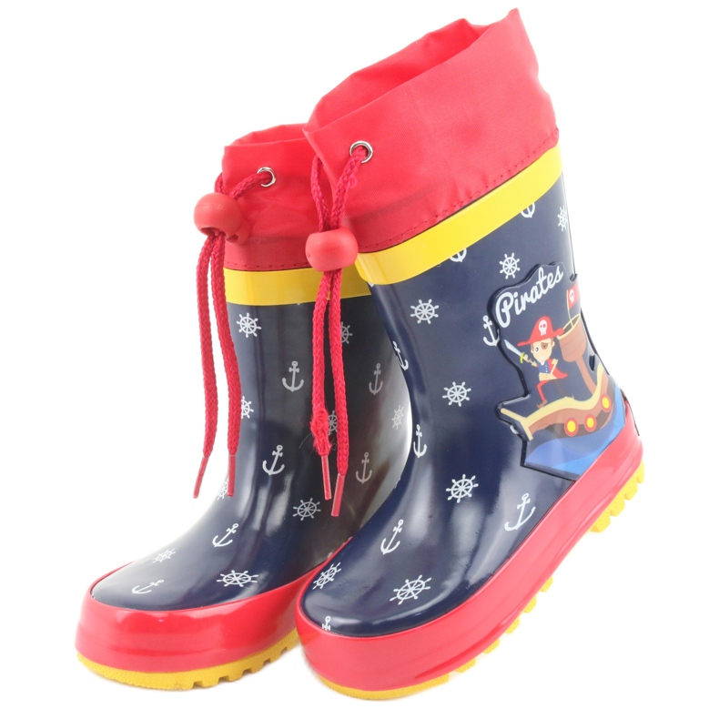 American Club Stivali da pioggia per bambini American Pirat rosso blu navy 3