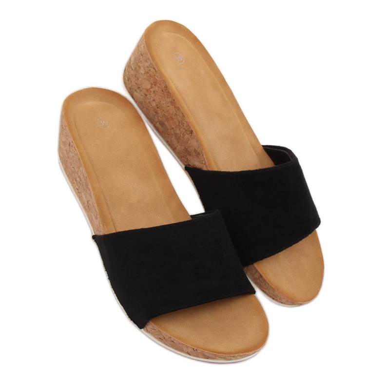 Nero G233 Pantofole nere con zeppa 1