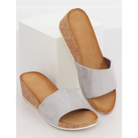 Grigio G233 Pantofole grigie con zeppa 1