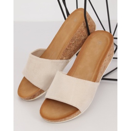 Beige G233 Ciabatte con zeppa beige rosa 1