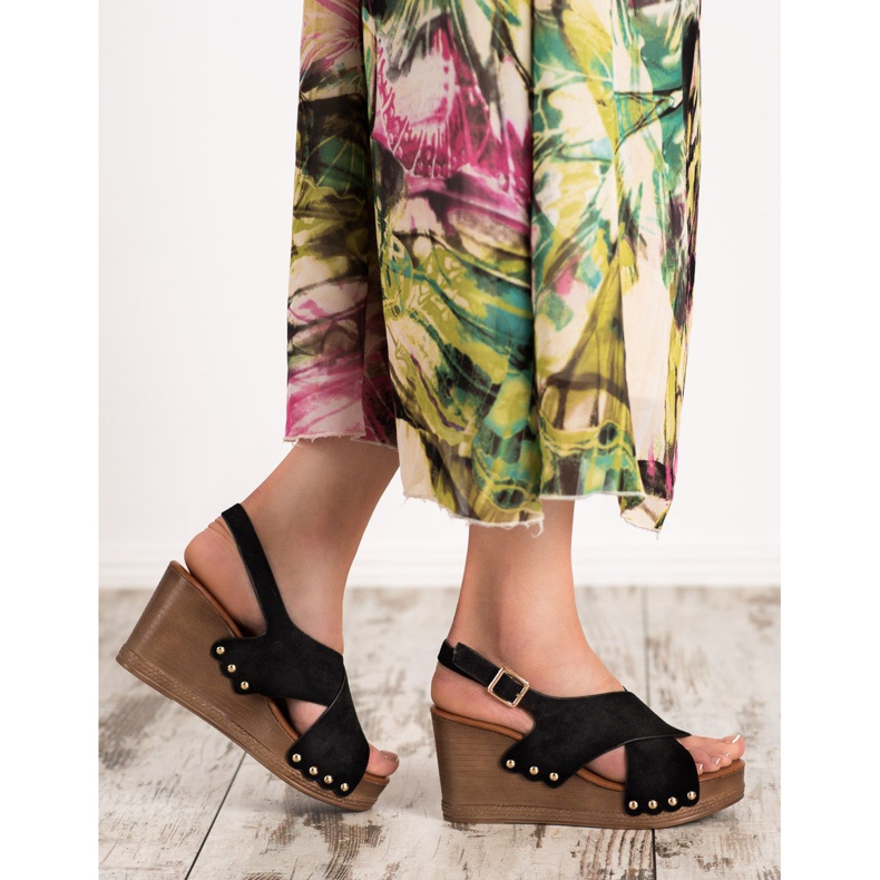 SHELOVET Sandali in pelle scamosciata nero 2