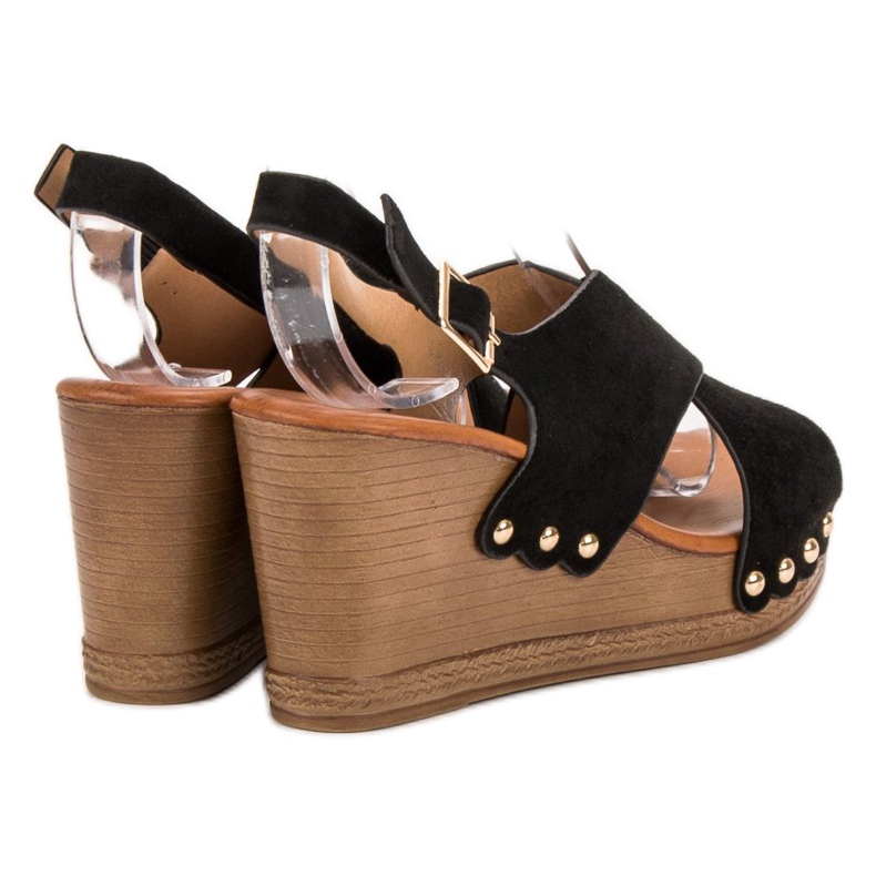 SHELOVET Sandali in pelle scamosciata nero 1