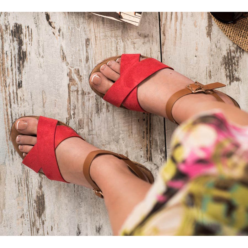 Primavera Sandali con zeppa marrone rosso 1