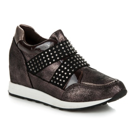 Kylie Sneakers con zeppa di roccia marrone 1