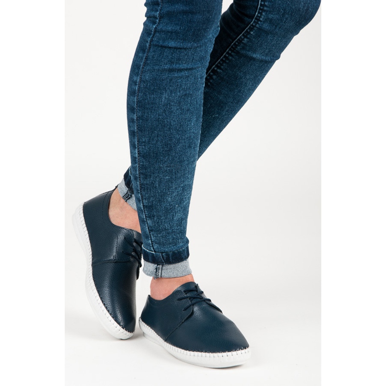Vinceza Sneakers in pelle leggera allacciate blu 2