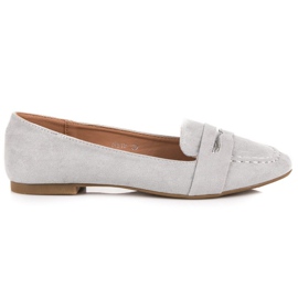 Small Swan Mocassini in pelle scamosciata con broccato grigio 2