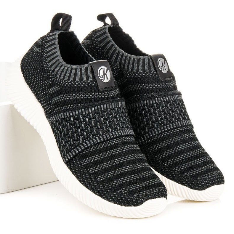 Kylie Sneakers in tessuto senza lacci nero grigio 2