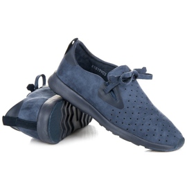 Kylie Slipons in pelle scamosciata traforati blu 1