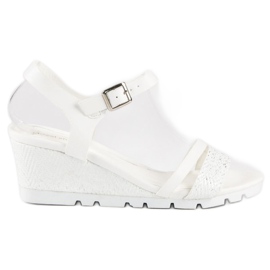 Ideal Shoes Sandali con zeppa bianchi bianco 1
