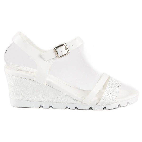 Ideal Shoes Sandali con zeppa bianchi bianca 1