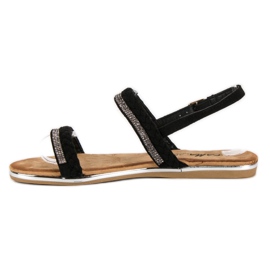 Fama Sandali piatti in pelle scamosciata nero 2