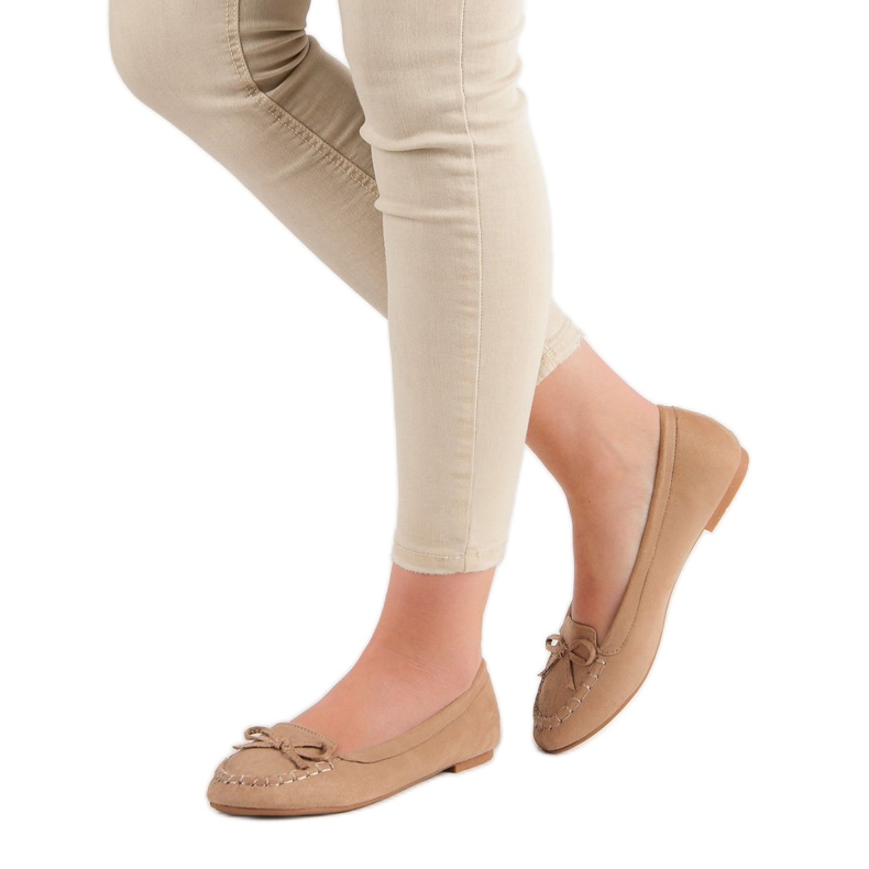 Small Swan Mocassini Beige Scuro Con Fiocco 2