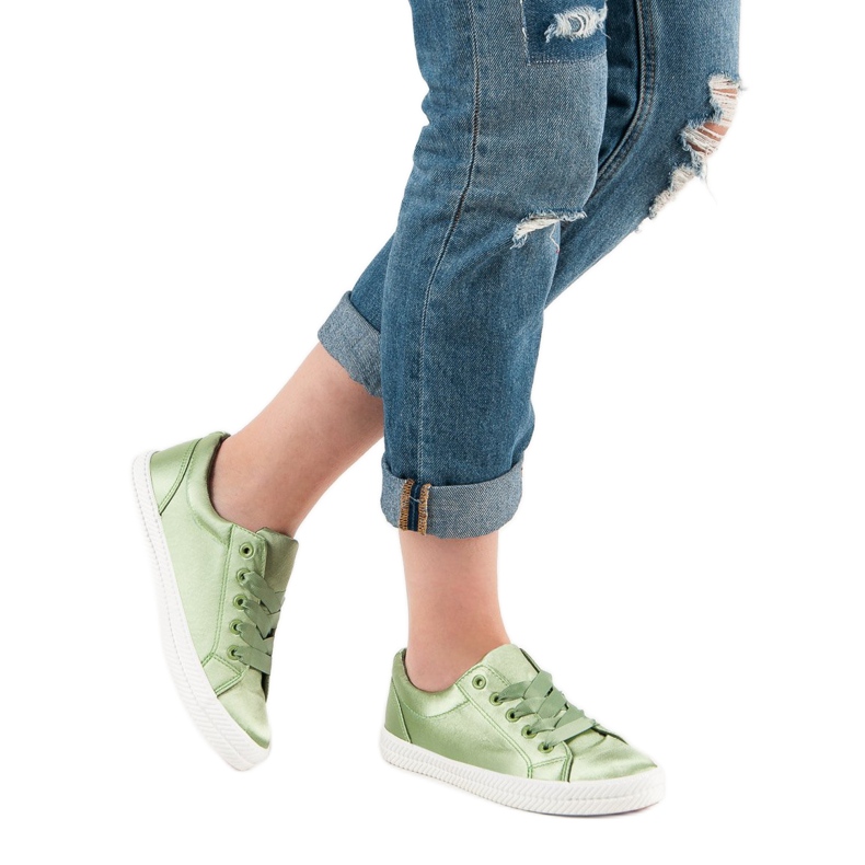 Kylie Scarpe da ginnastica in raso verde 1