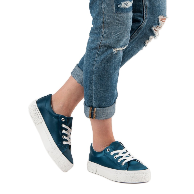 Kylie Sneakers in raso sulla piattaforma blu 1