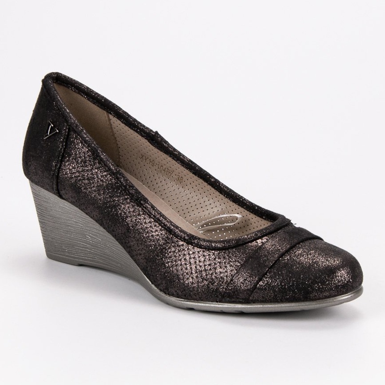Vinceza Décolleté con zeppa glitter marrone 1