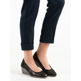 Vinceza Décolleté con zeppa glitter marrone 2