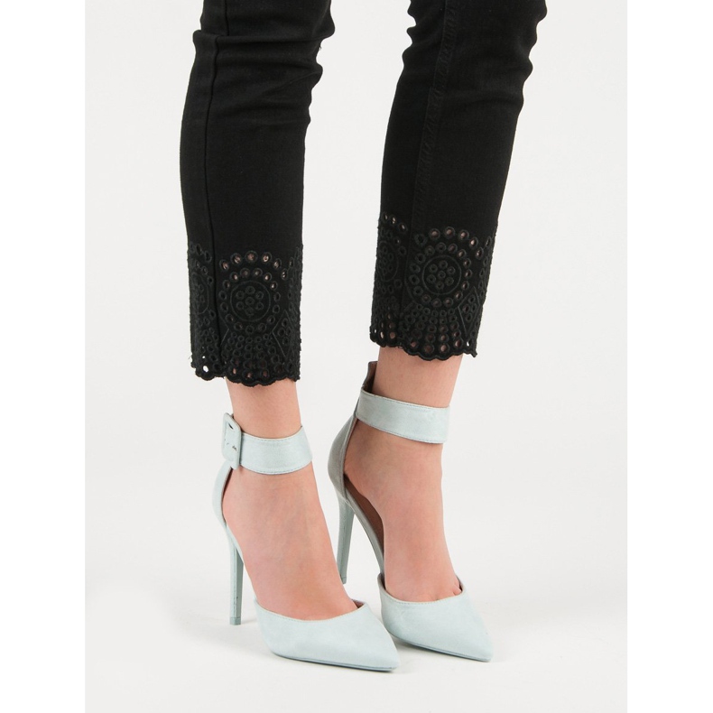 Scarpe col tacco in camoscio blu 1