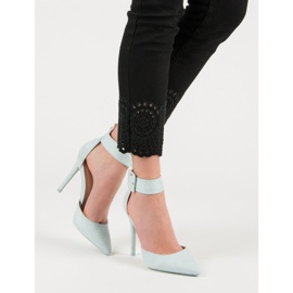 Scarpe col tacco in camoscio blu 2