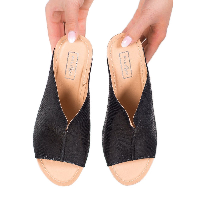 Filippo Pantofole con zeppa nere nero 2