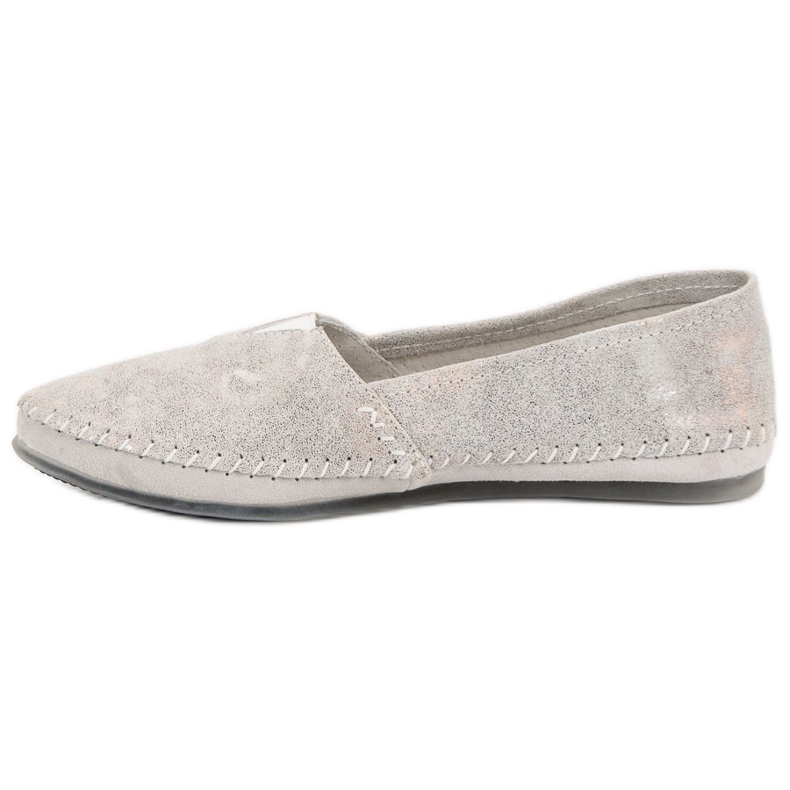 Sneakers slip on in pelle argento grigio 1