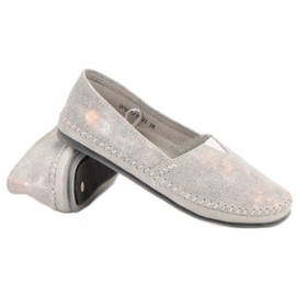 Sneakers slip on in pelle argento grigio 2