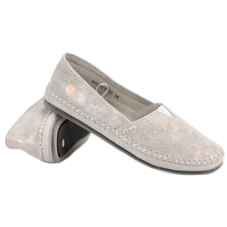 Sneakers slip on in pelle argento grigio 2