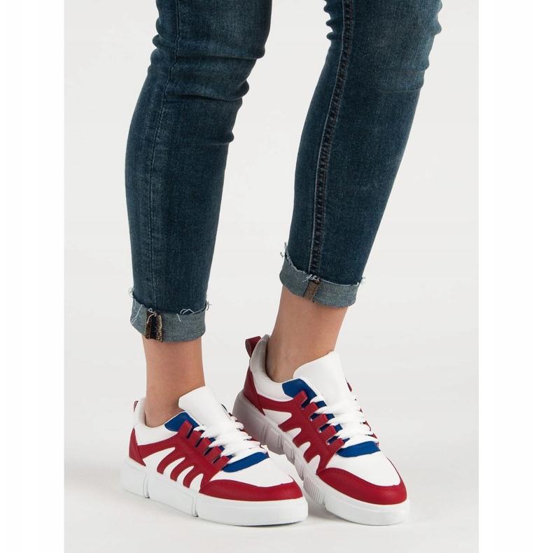 SHELOVET Scarpe sportive comode bianco rosso 1
