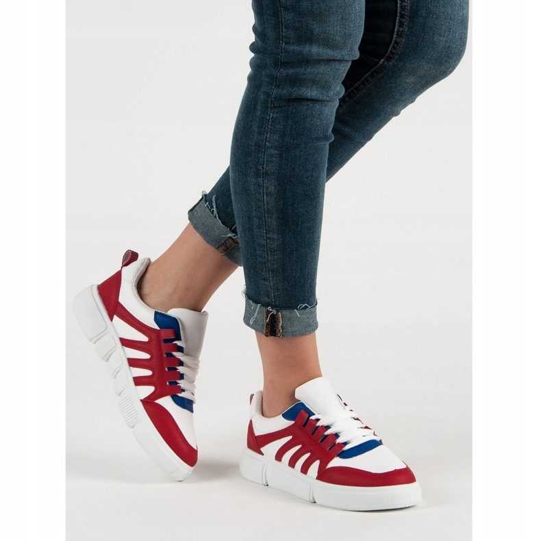 SHELOVET Scarpe sportive comode bianca rosso 2