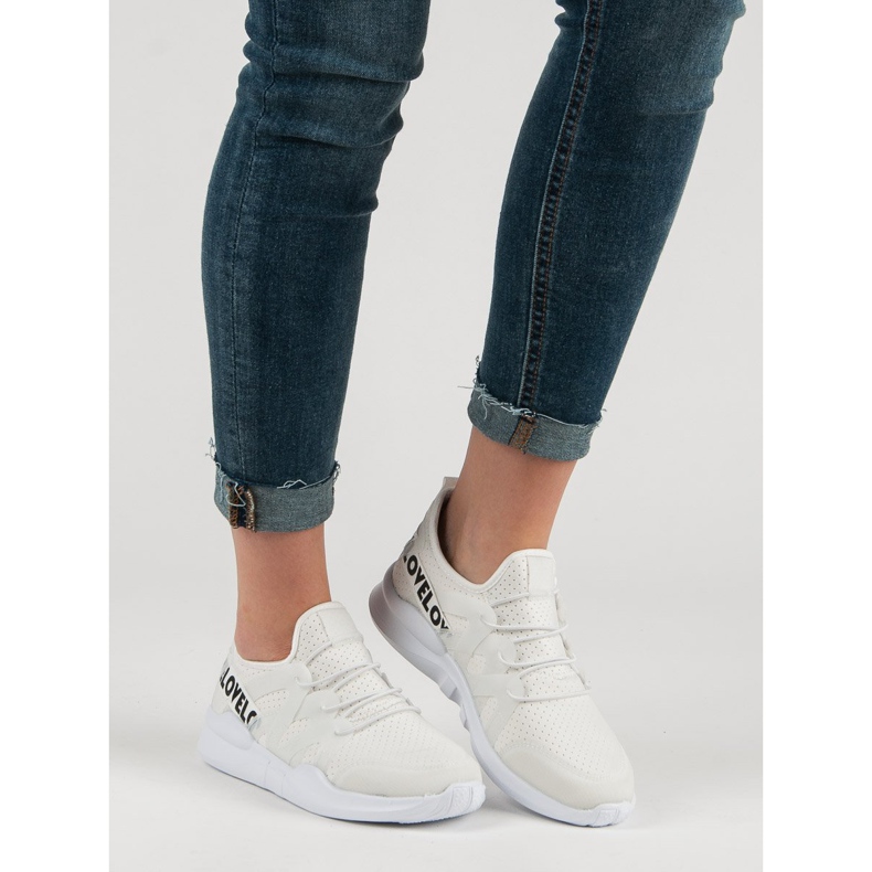 Scarpe sportive in tessuto bianco 1
