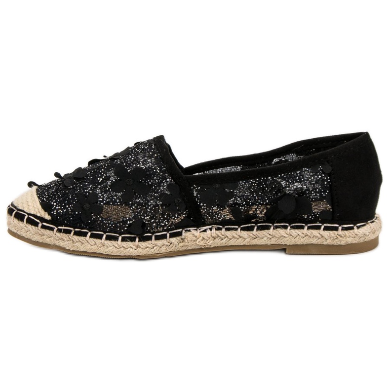 Nio Nio Espadrillas di pizzo a fiori nero 1