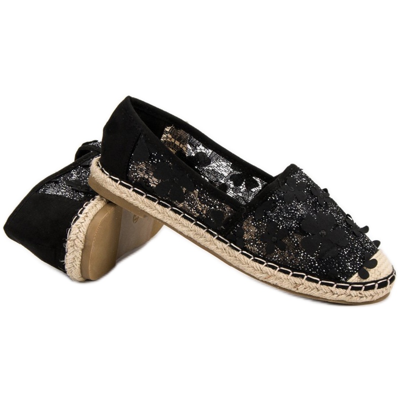 Nio Nio Espadrillas di pizzo a fiori nero 2