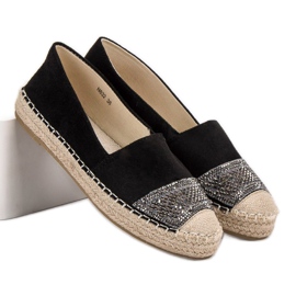 Small Swan Espadrillas In Camoscio Con Cristalli nero 1