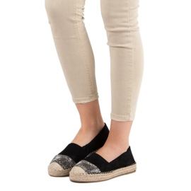 Small Swan Espadrillas In Camoscio Con Cristalli nero 2