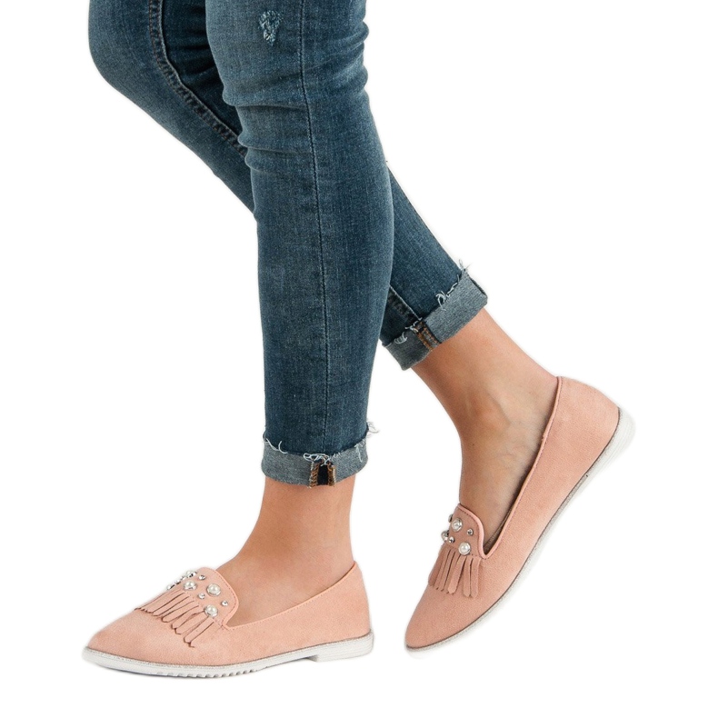 Ch. Creation Mocassini Cipria Con Perle rosa 1