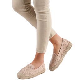 Espadrillas traforate in pelle scamosciata rosa 1