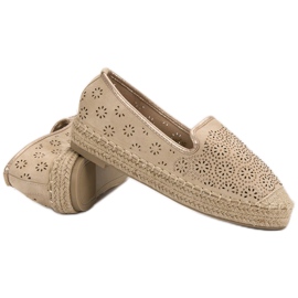 Espadrillas traforate in pelle scamosciata marrone 1