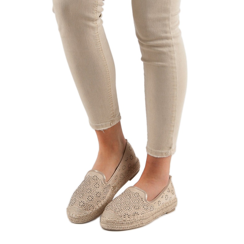 Espadrillas traforate in pelle scamosciata marrone 2