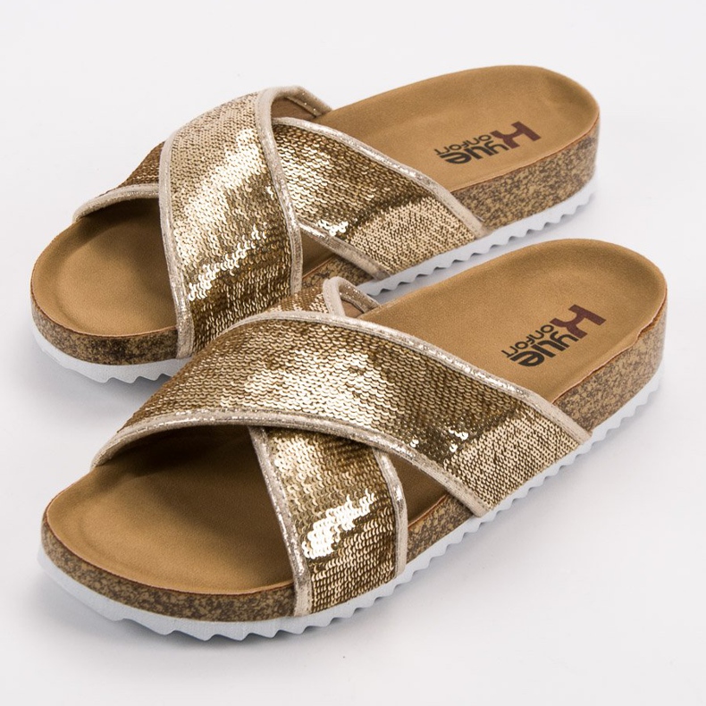 Kylie Pantofole Dorate Con Paillettes d'oro 1