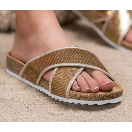 Kylie Pantofole Dorate Con Paillettes d'oro 2