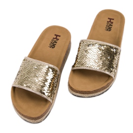 Kylie Pantofole Dorate Con Paillettes d'oro 2