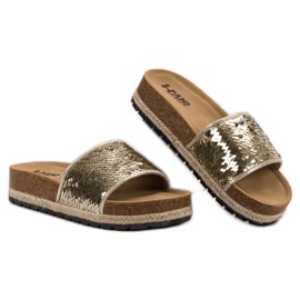 Kylie Pantofole Dorate Con Paillettes d'oro 1