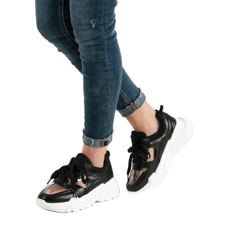 SHELOVET Scarpe da ginnastica trasparenti nero 2