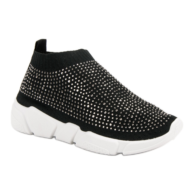 Scarpe sportive in tessuto con cristalli nero 1