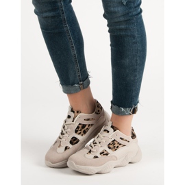 Sneakers beige con stampa animalier 1