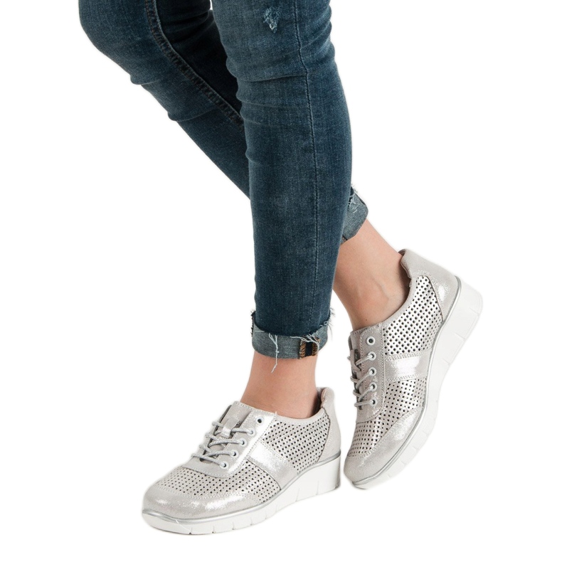 Filippo Scarpe in pelle traforata grigio 1